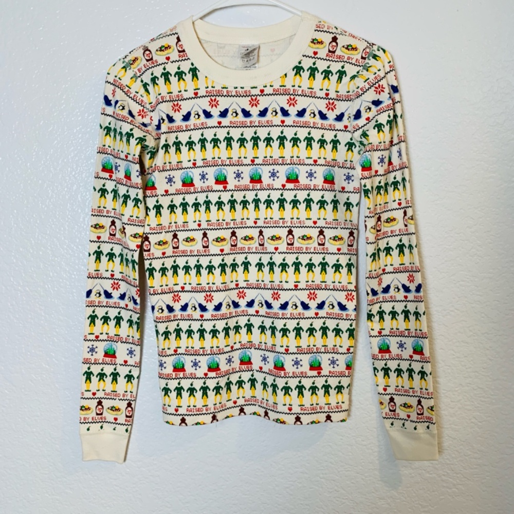Hanna Andersson Elf Christmas Movie Long John Pajama Top Child 14-16 Fair Isle